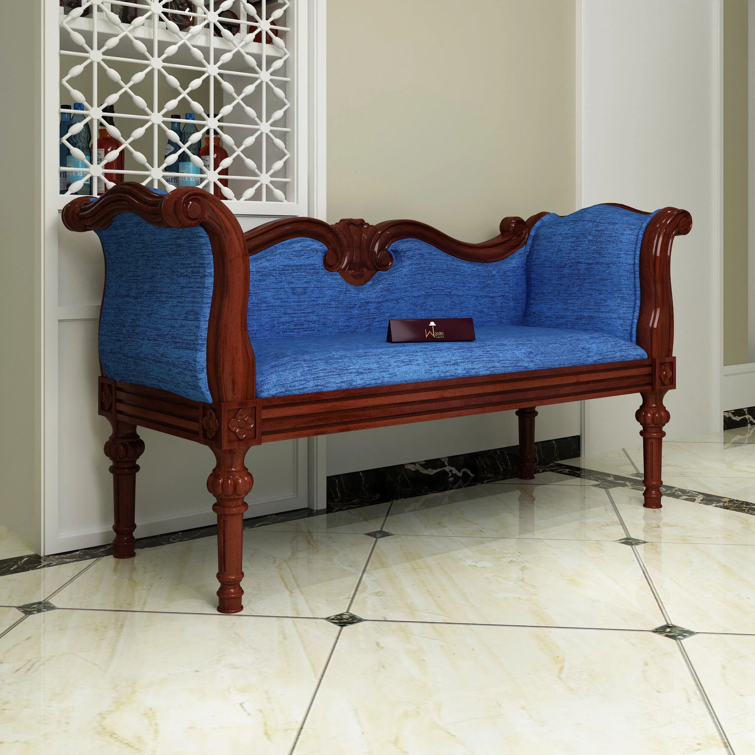 Handicrafts Wooden Settee Living Room Couch Sofa (2 Seater) - Wooden Twist UAE