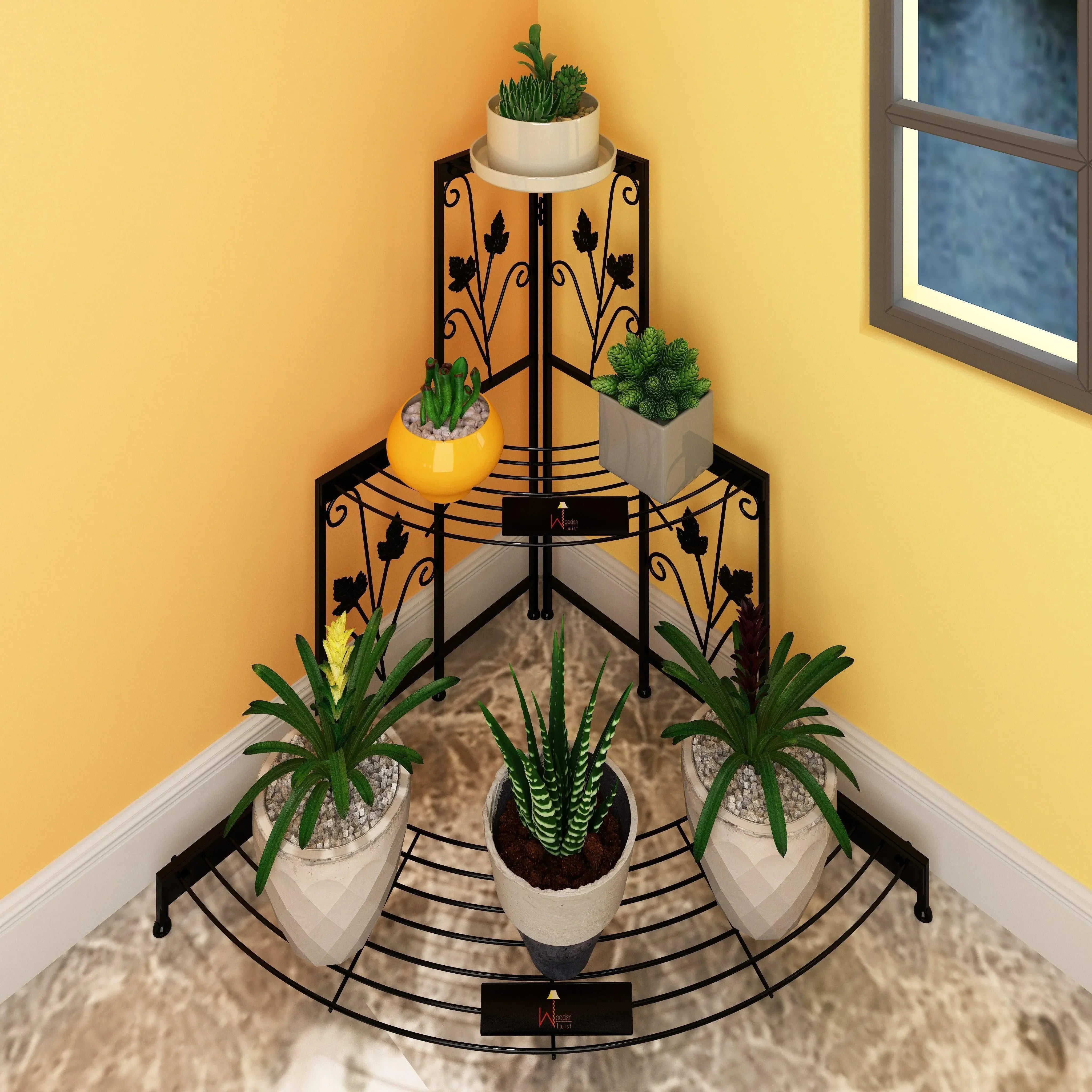 3 Tier Plant Stand Flor Corner Shelf - Wooden Twist UAE