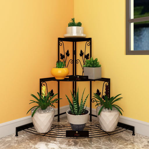 3 Tier Plant Stand Flor Corner Shelf - Wooden Twist UAE