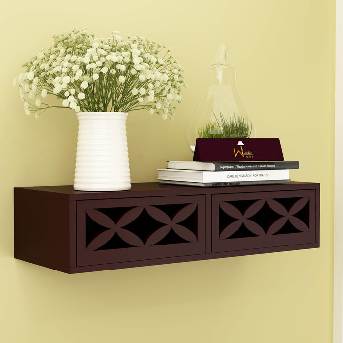 Wood Wall Shelf with Drawer for Living Room - Wooden Twist UAE