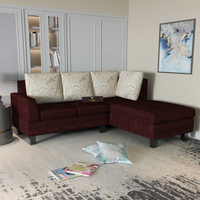 5 Seater L-Shape Sectional Sofa Set with Four Floral Cushion