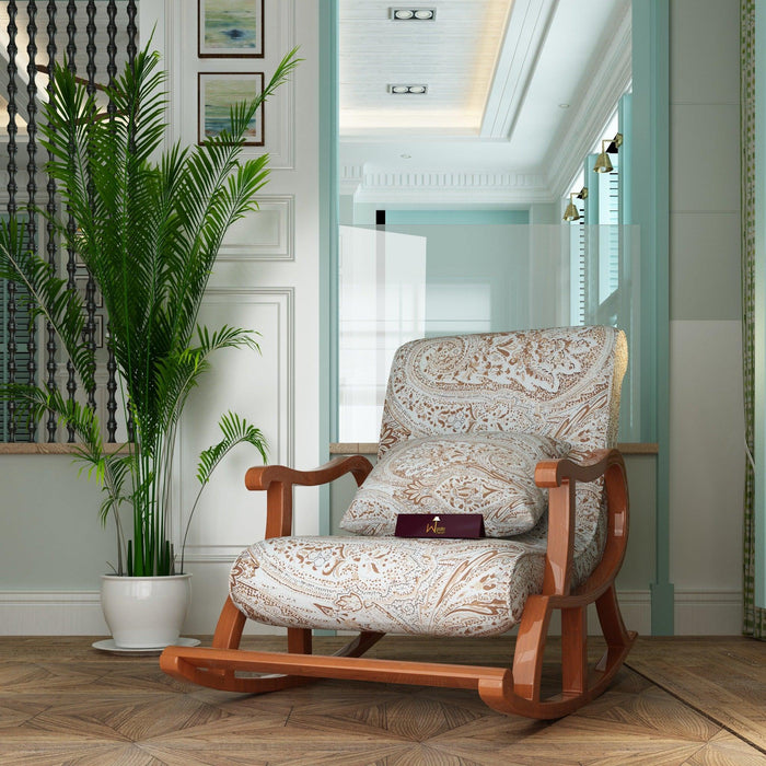 Primi Recliner Rocking Chair With Pillow In Premium Sheesham Wood - Wooden Twist UAE