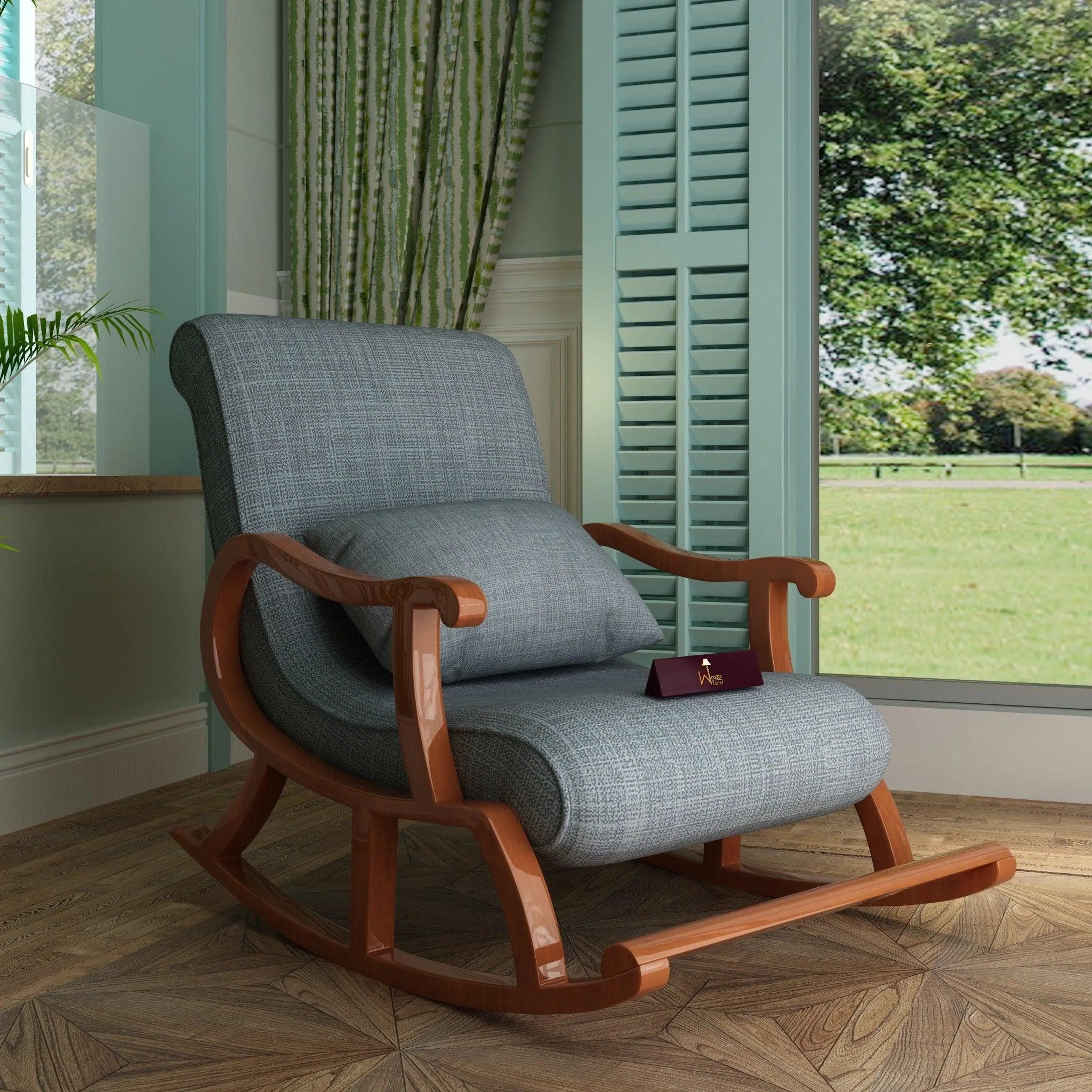 Inglesa Recliner Rocking Chair With Pillow - Wooden Twist UAE