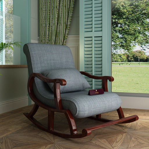 Inglesa Recliner Rocking Chair With Pillow - Wooden Twist UAE