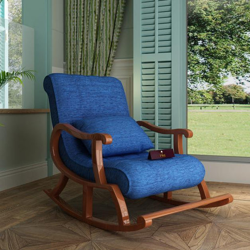 Recliner Rocking Chair In Premium (Blue) - Wooden Twist UAE