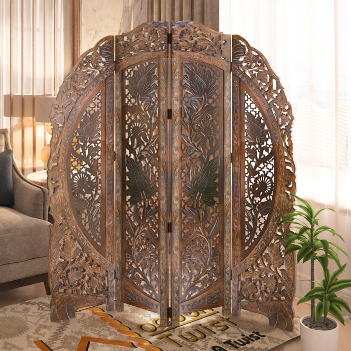 Wooden Partition Screen Room Divider In 4 Panel - Wooden Twist UAE
