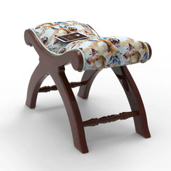 Teak Wood Stool/Foot Rest in Fabric - Wooden Twist UAE