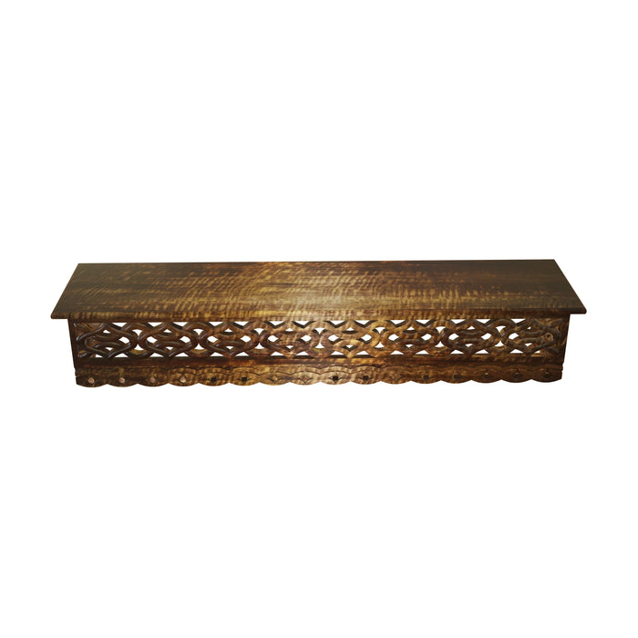 Wooden Fancy Hand Carved Wall Shelf with Jali Work - Decorative Indian Wall Art