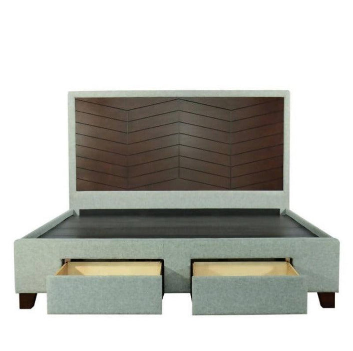 King Size Bed with Storage in Grey Color - Wooden Twist UAE