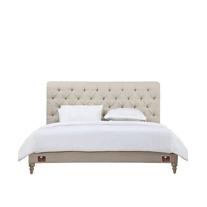 Wingback Headboard Queen Size Upholstered Panel Bed Frame for Bedroom