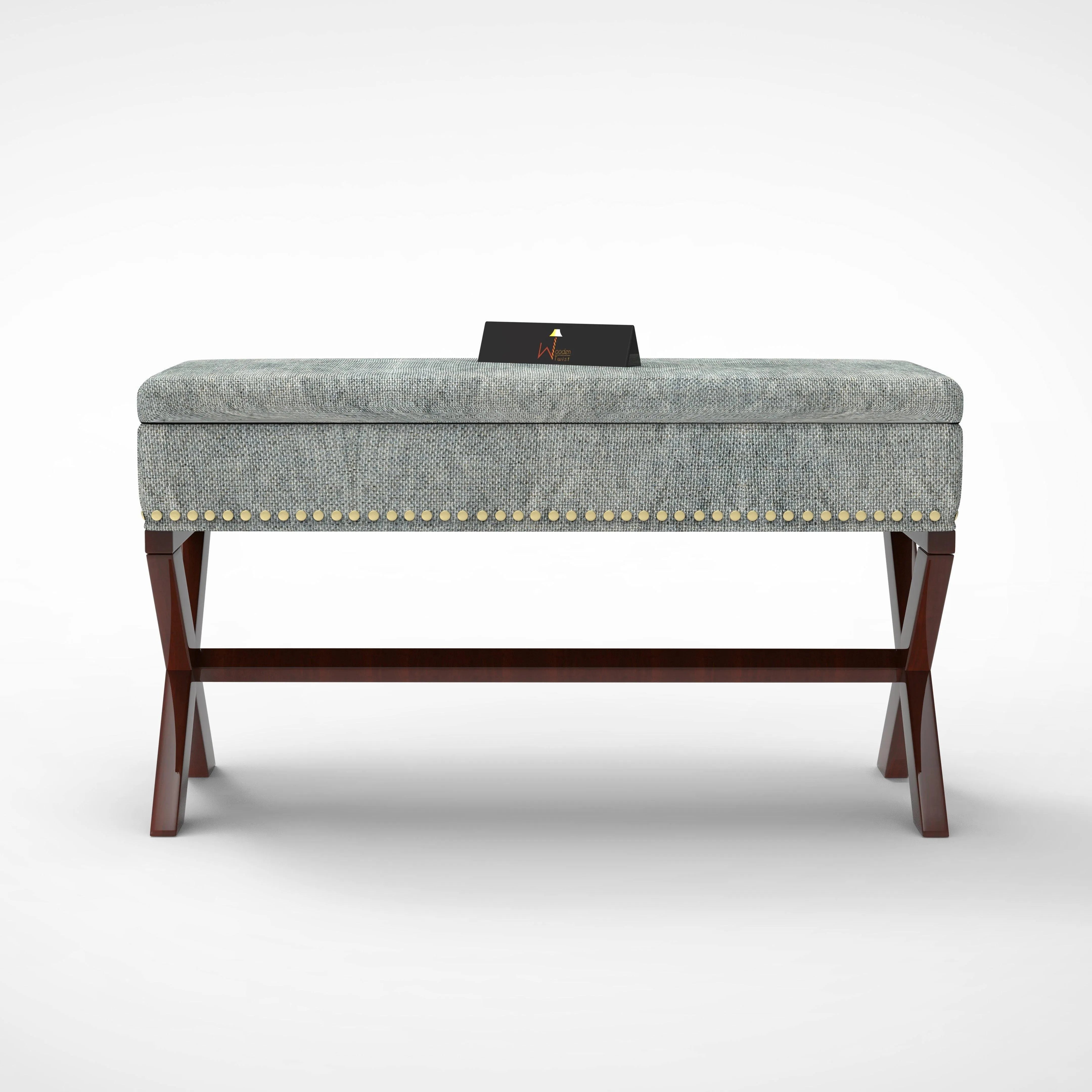 Rectangle Bench Storage in Ottoman Style, for Entryway or Living Room - WoodenTwist