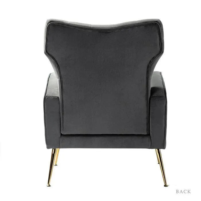 Stuffed Wide Tufted Velvet Wingback Chair for Living Room (Golden Metal Legs) - Wooden Twist UAE