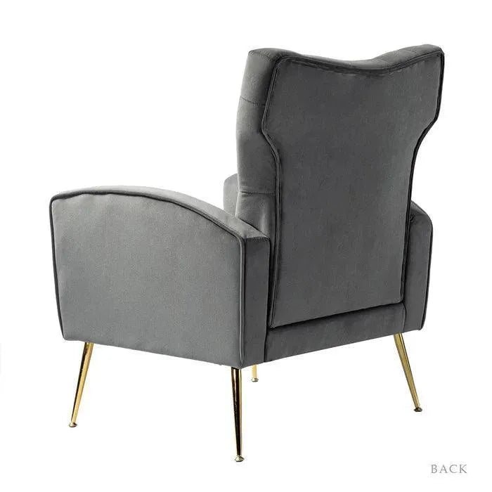 Stuffed Wide Tufted Velvet Wingback Chair for Living Room (Golden Metal Legs) - Wooden Twist UAE