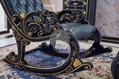 Antique Graceful Hand Carved Rocking Chair with Foot Rest (Teak Wood) - Wooden Twist UAE