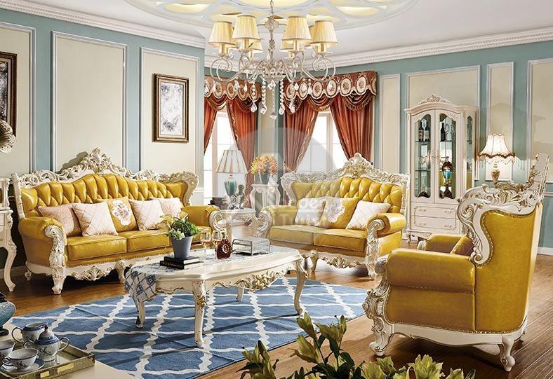 Royal Antique Golden and White Carved Sofa Set