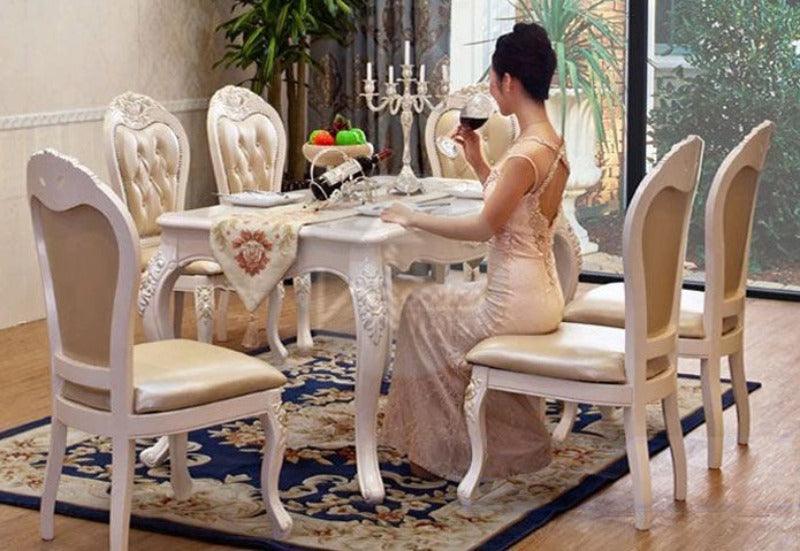 Royal Teak Wood 6 Seater Dining Table Set - Wooden Twist UAE