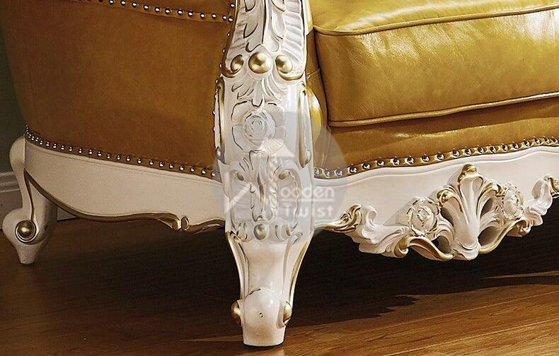 Royal Antique Golden and White Carved Sofa Set - Wooden Twist UAE
