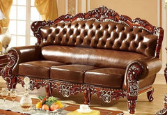 Royal Antique Brown Wood Living Room Carved Sofa Set - Wooden Twist UAE