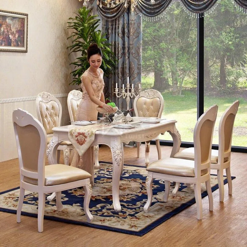 Royal Teak Wood 6 Seater Dining Table Set - Wooden Twist UAE