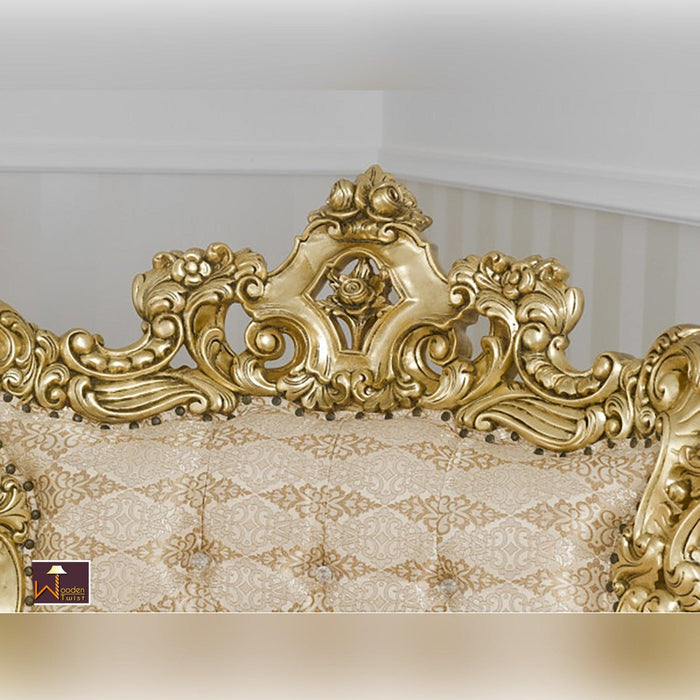 Armchair Boutique French Baroque Style Throne Golden Leaf