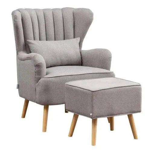 Harden Wide Tufted Wingback Chair With Footrest - Wooden Twist UAE