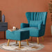 Harden Wide Tufted Wingback Chair With Footrest - Wooden Twist UAE
