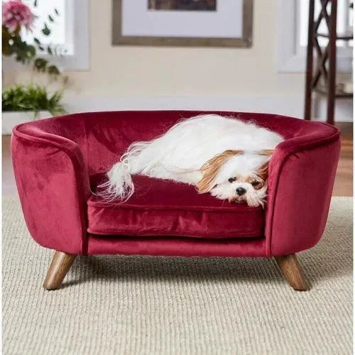 A Cozy Wine-Toned Sofa for Dogs and Babies