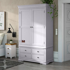 Handicraft Wooden 2 Door Wardrobe (Moonlight Grey) - Wooden Twist UAE