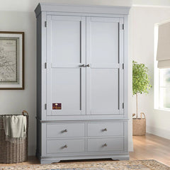 Handicraft Wooden 2 Door Wardrobe (Moonlight Grey) - Wooden Twist UAE