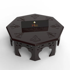 Wooden Chowki Octagonal Shape In Walnut Finish - Wooden Twist UAE