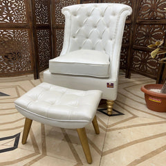 Wooden Royal Chair With footrest (Golden Legs) - Wooden Twist UAE