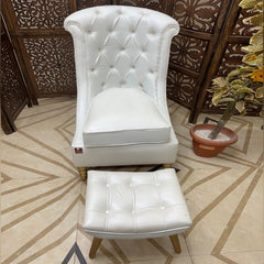 Wooden Royal Chair With footrest (Golden Legs) - Wooden Twist UAE