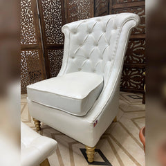 Wooden Royal Chair With footrest (Golden Legs) - Wooden Twist UAE