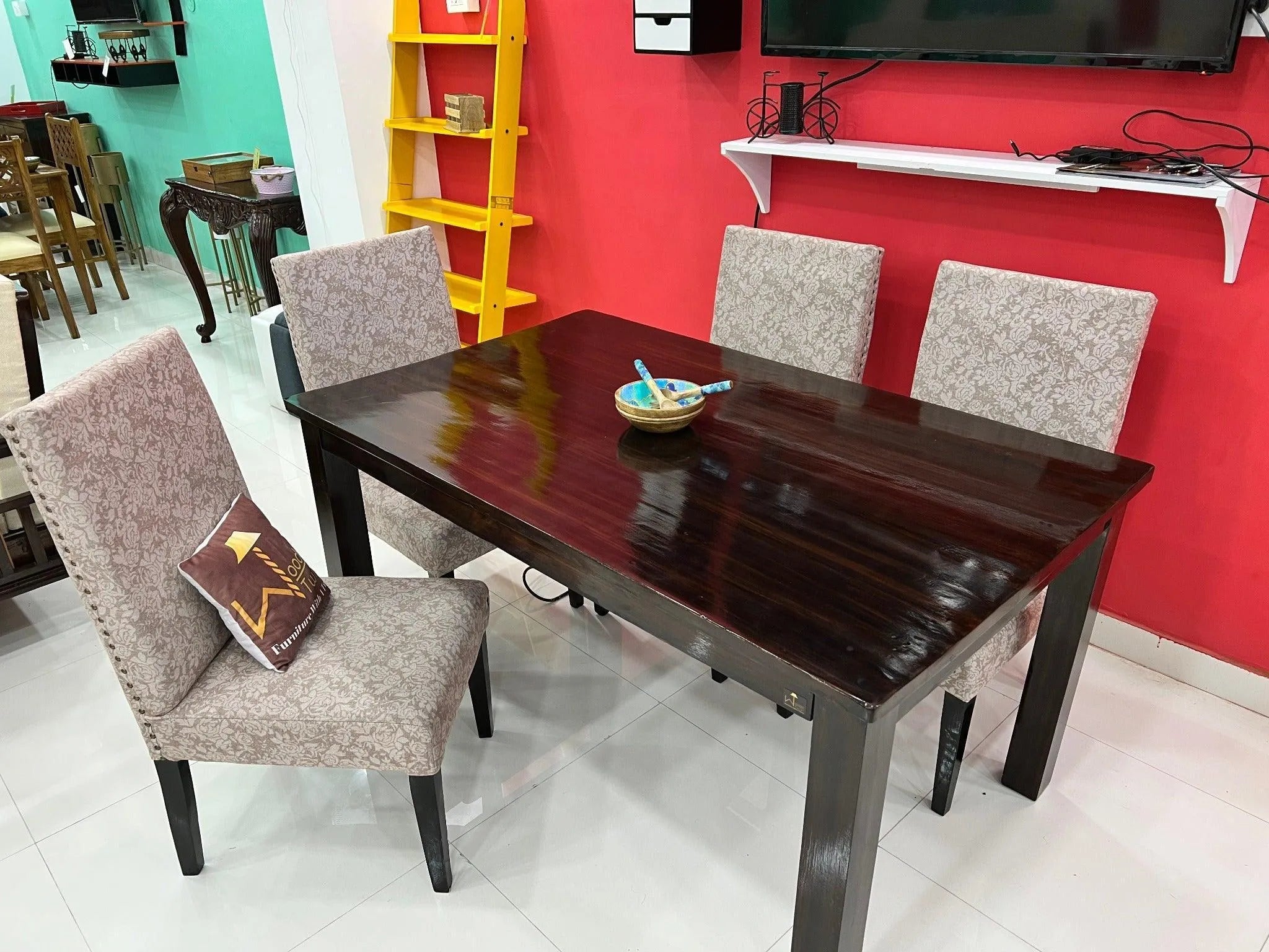 Premium Teak Wood 6 Seater Dining Table Set - Wooden Twist UAE