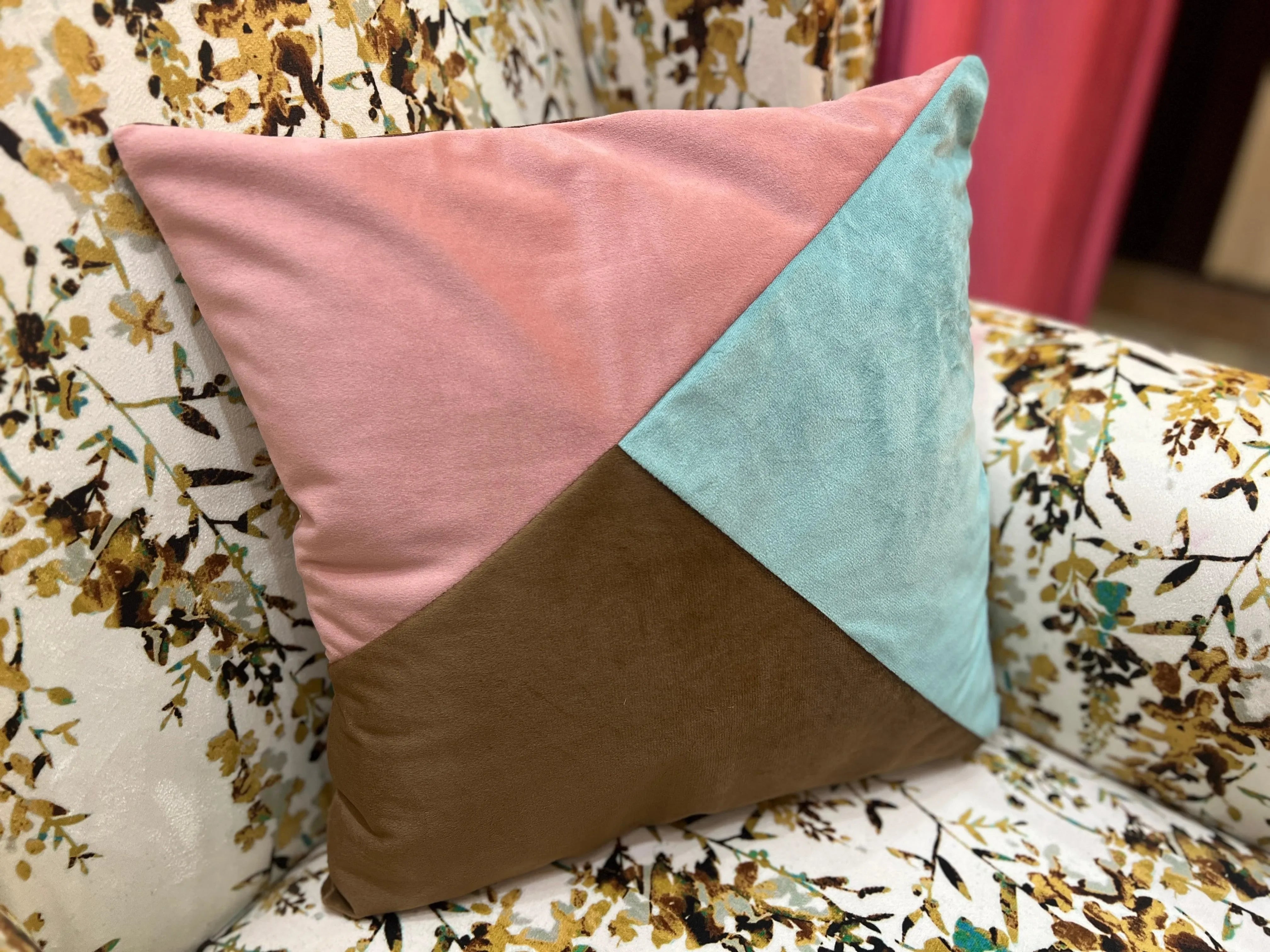 Wooden Twist Abstract Square Velvet Cushion Cover Set of 2 ( Multicolor ) - Wooden Twist UAE
