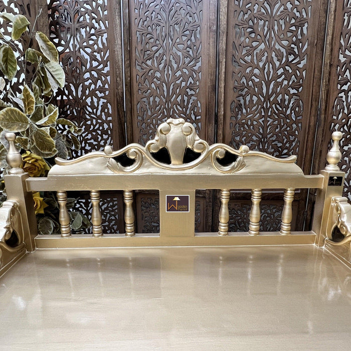 Royal Gold Carved Teak Wood Study Table with Chair - Wooden Twist UAE