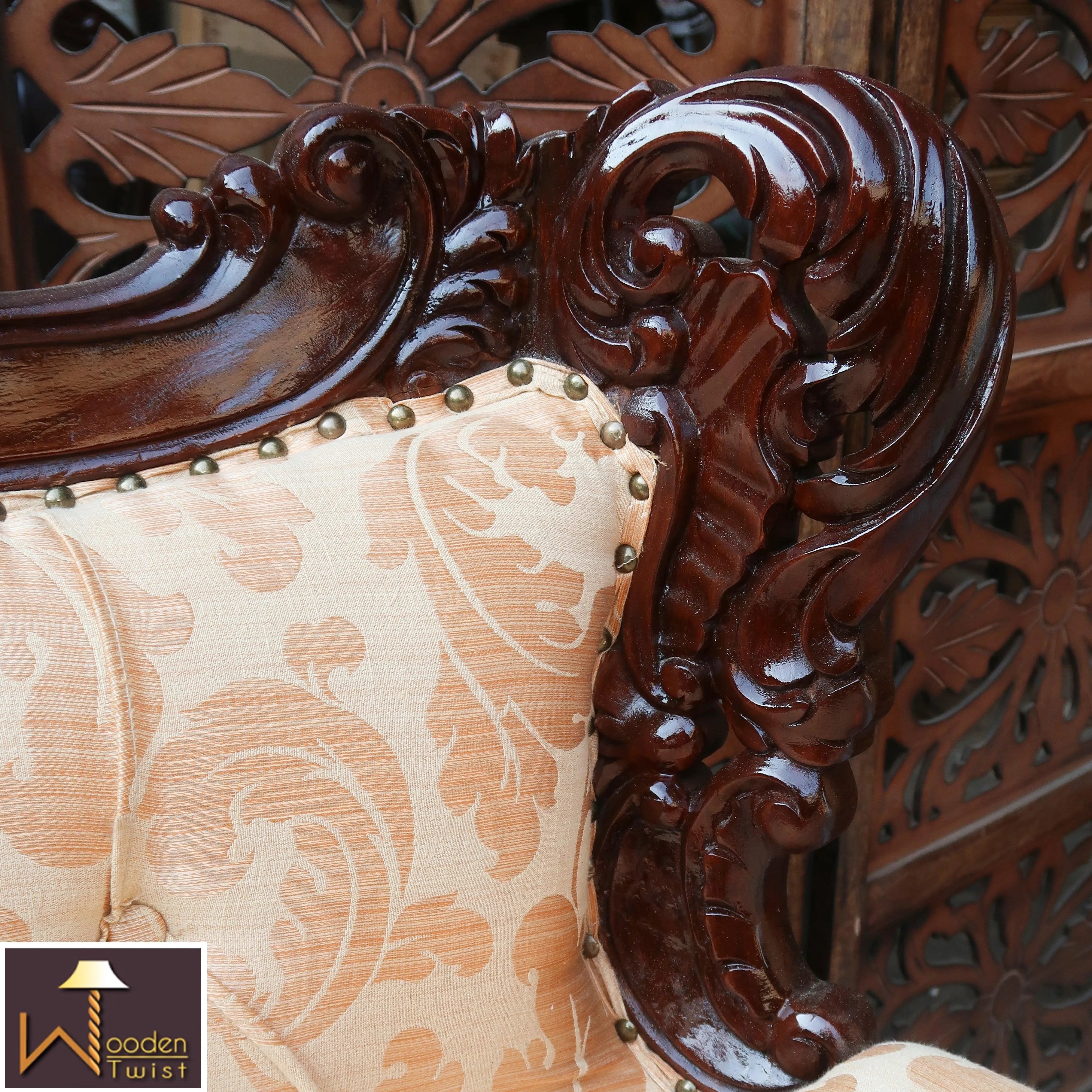 Wooden Boutique French Baroque Style Hand Carved Sofa (2 Seater) - Wooden Twist UAE