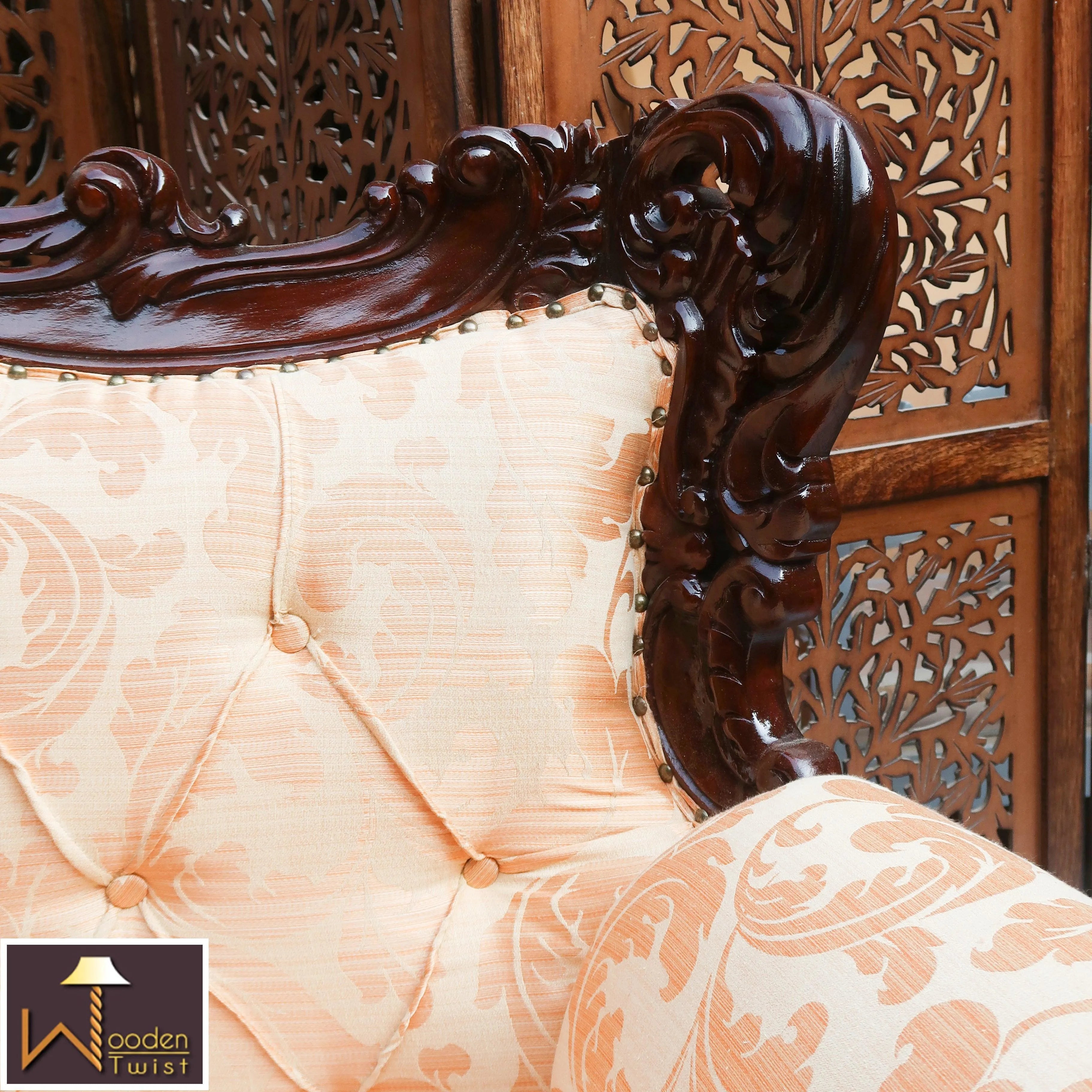 Wooden Boutique French Baroque Style Hand Carved Sofa (2 Seater) - Wooden Twist UAE