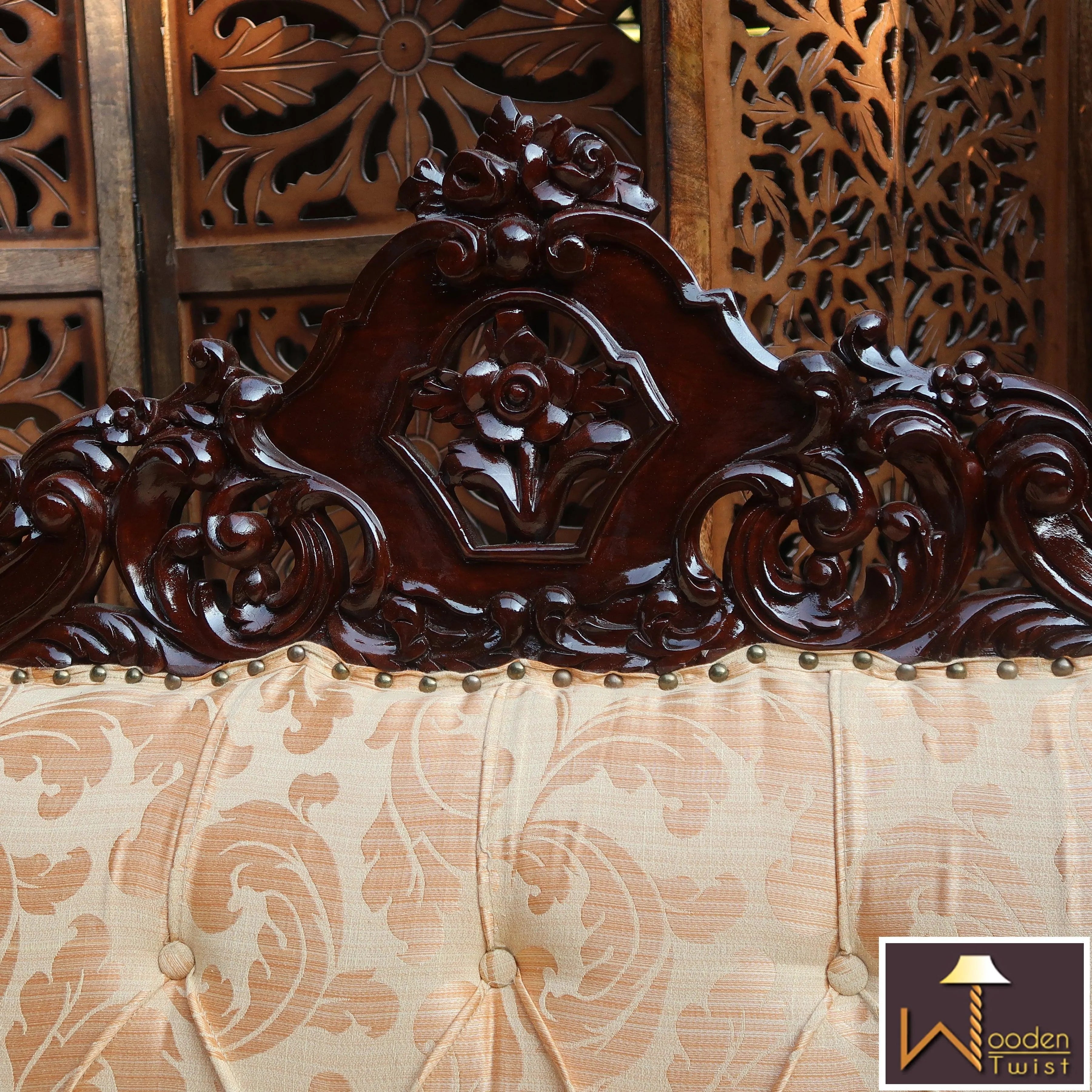 Wooden Boutique French Baroque Style Hand Carved Sofa (2 Seater) - Wooden Twist UAE