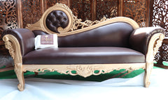 Hand Carved Canapé Teak Wood Victorian Style Sofa Couch - Wooden Twist UAE