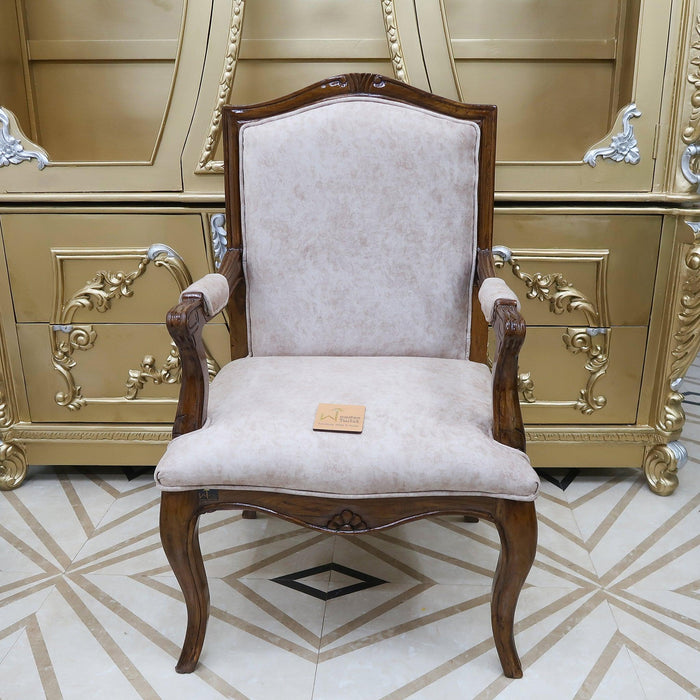 Handicraft Upholstery Arm Rest Chair (Teak Wood) - Wooden Twist UAE