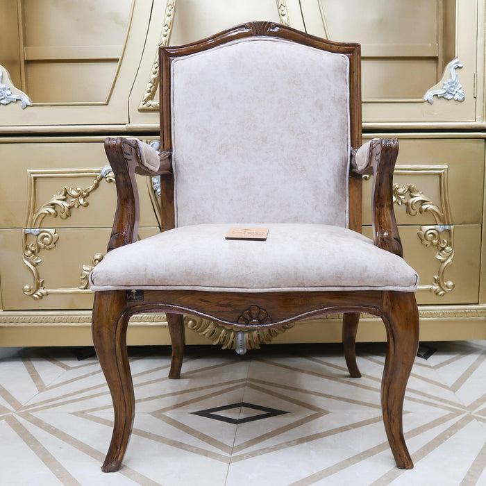 Handicraft Upholstery Arm Rest Chair (Teak Wood)