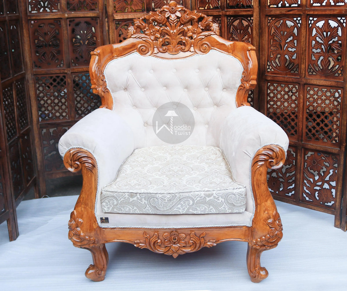 Wooden Standard Sofa Chair Amazing Antique Style Look (Teak Wood) - Wooden Twist UAE