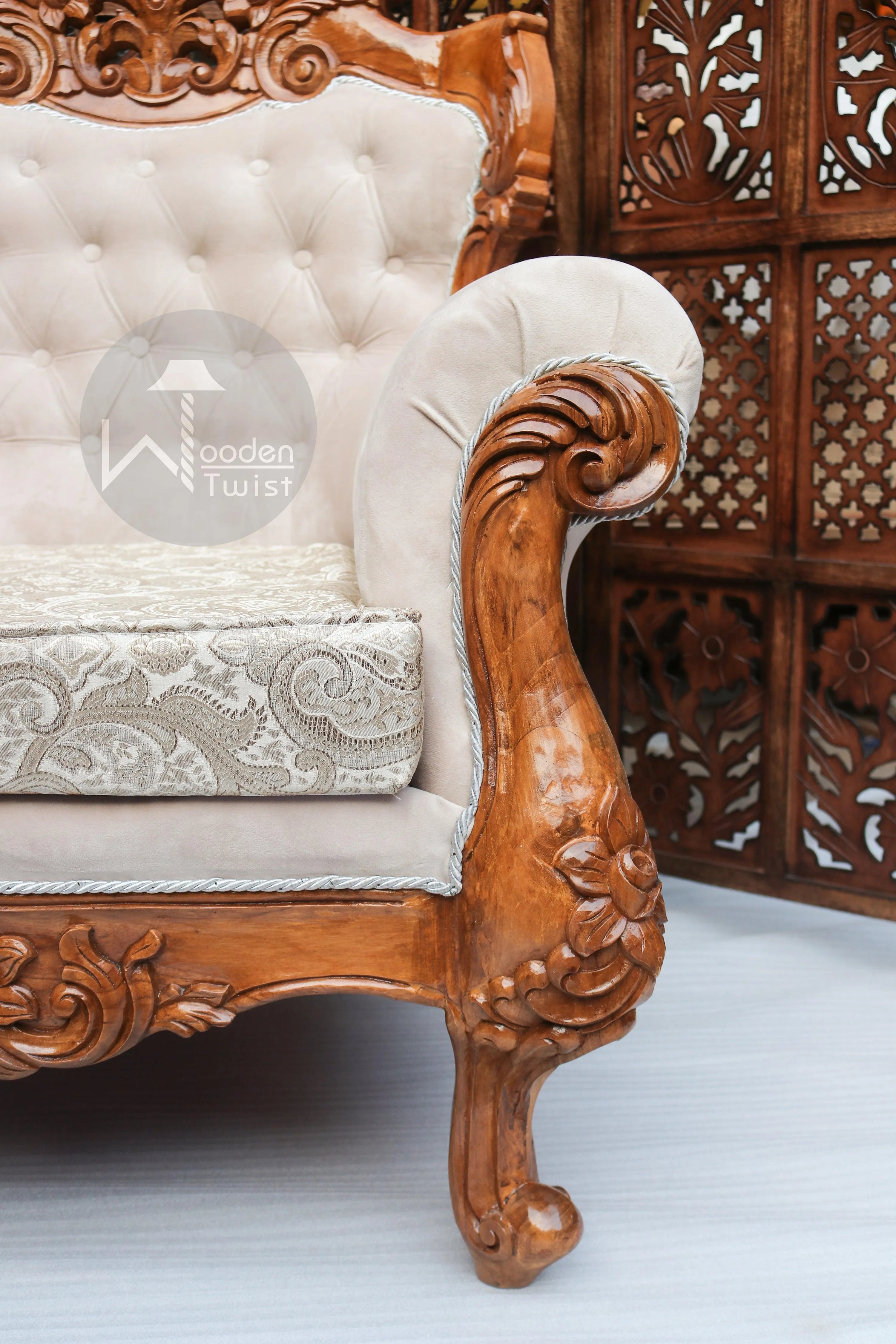 Wooden Standard Sofa Chair Amazing Antique Style Look (Teak Wood) - Wooden Twist UAE