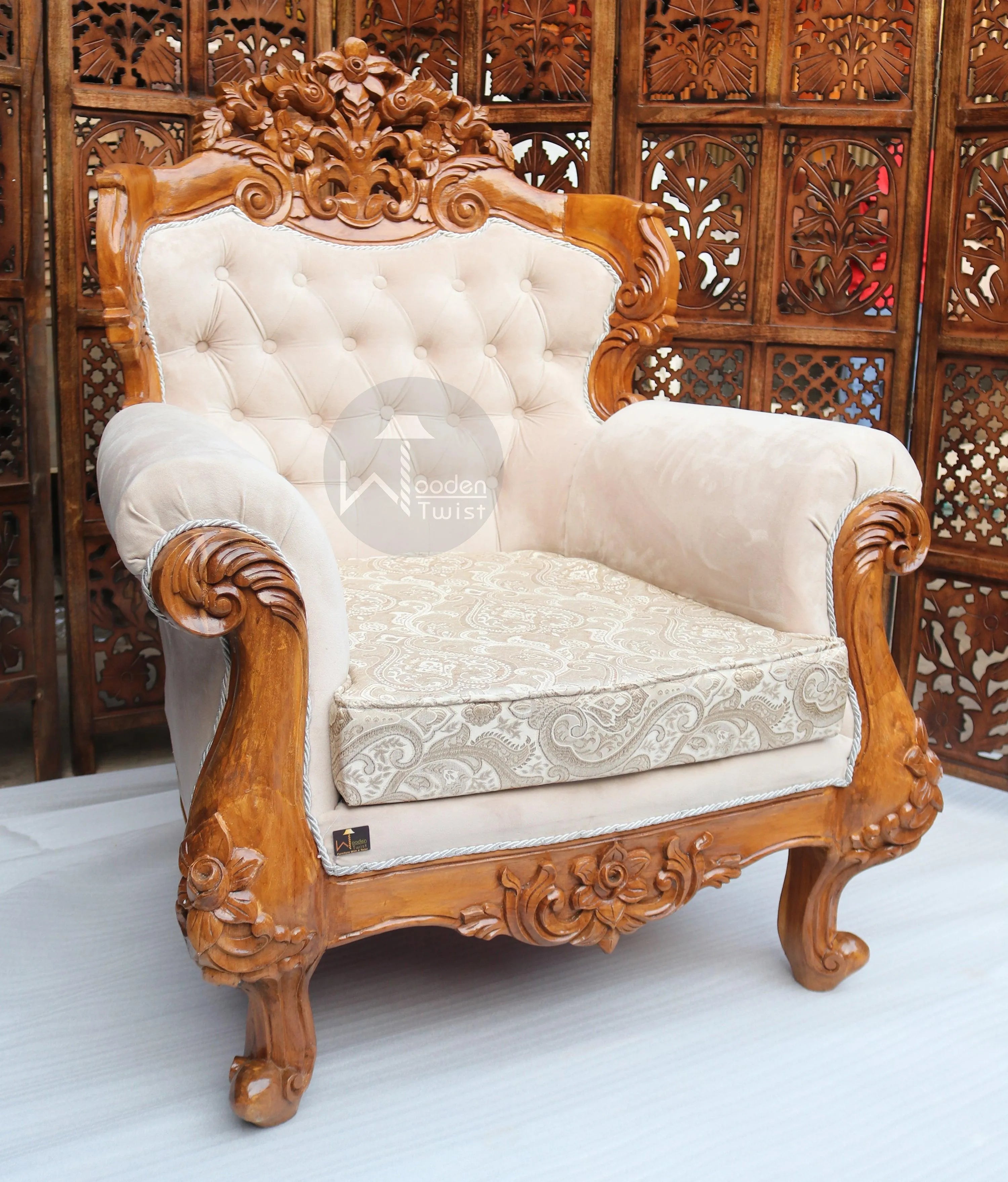 Wooden Standard Sofa Chair Amazing Antique Style Look (Teak Wood) - Wooden Twist UAE