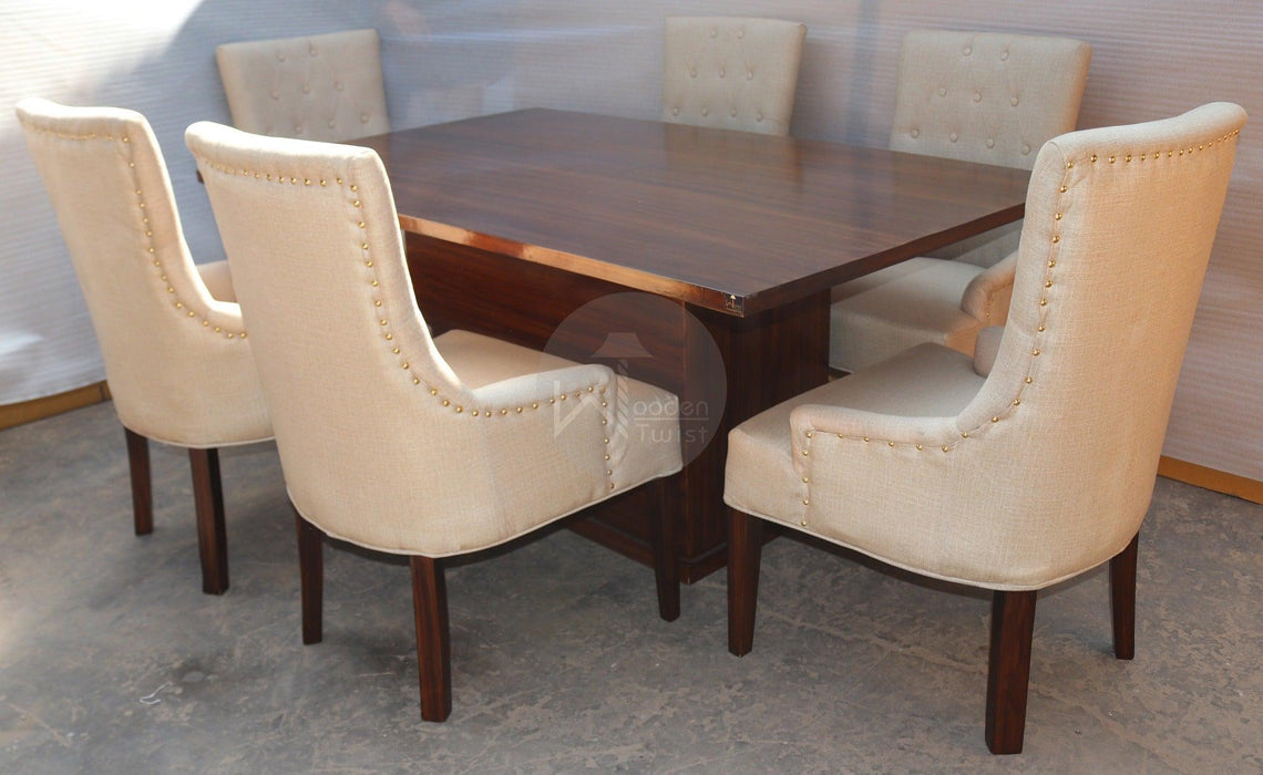 Premium Teak Wood 6 Seater Dining Table Set