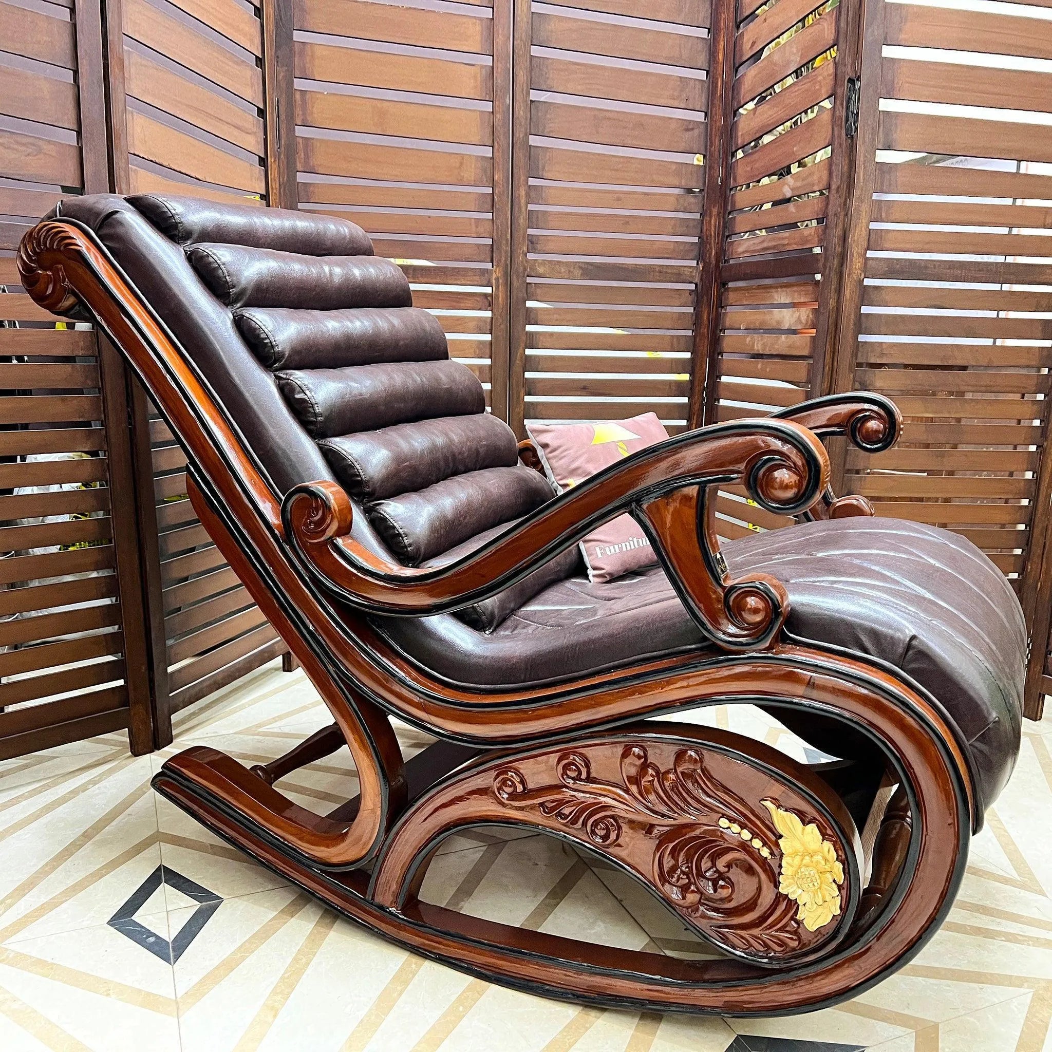 Wooden Hand Carved Antique Rocking Chair - Wooden Twist UAE