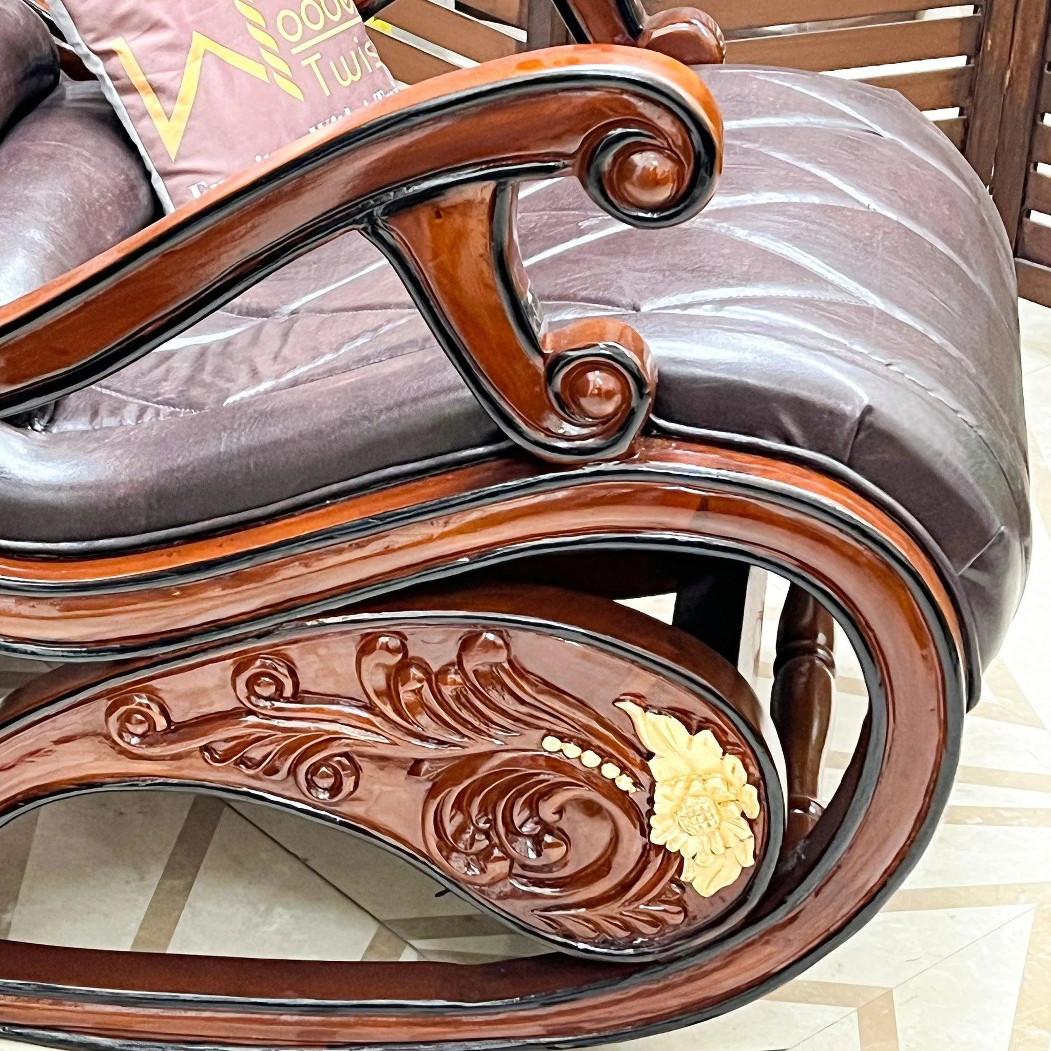 Wooden Hand Carved Antique Rocking Chair - Wooden Twist UAE