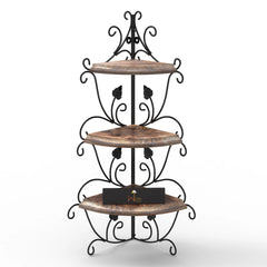 Wooden & Iron Corner Rack Home Decor Corner Shelves - Wooden Twist UAE