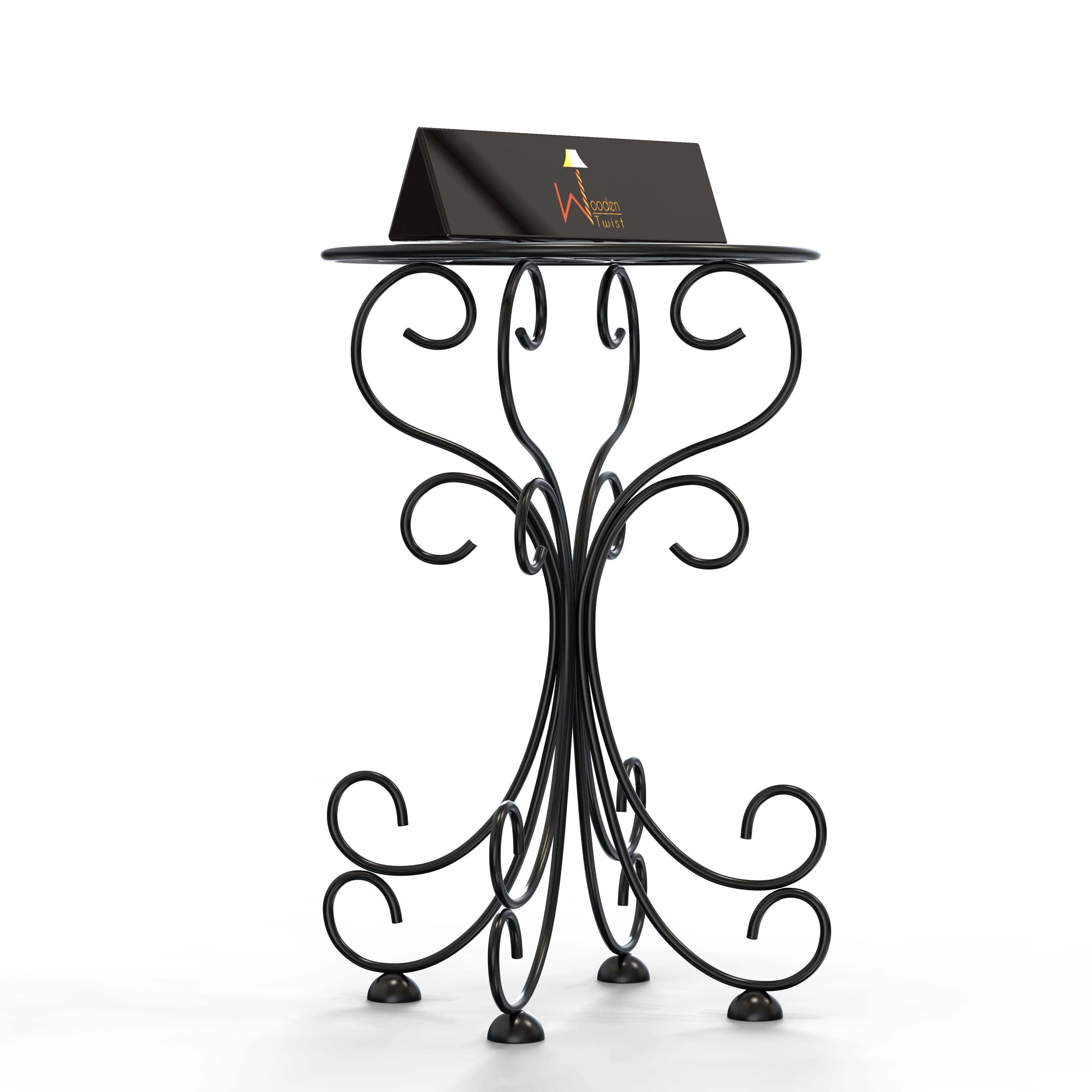 Metal Plant Stand Patio Indoor Outdoor Wrought Iron/Flowers Planter Shelf - Wooden Twist UAE